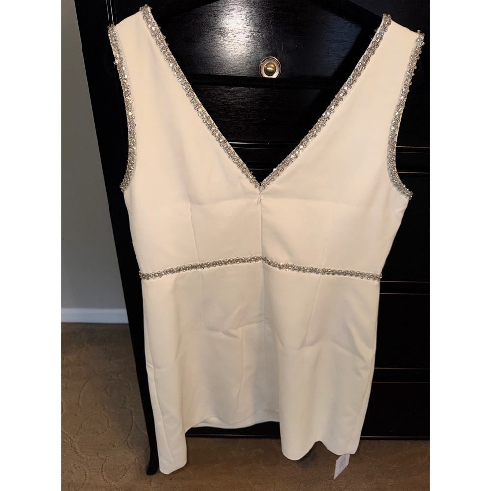 Self Portrait Mini Dress Sleeveless Rhinestone Detail Party Cocktail NWT - Picture 12 of 13